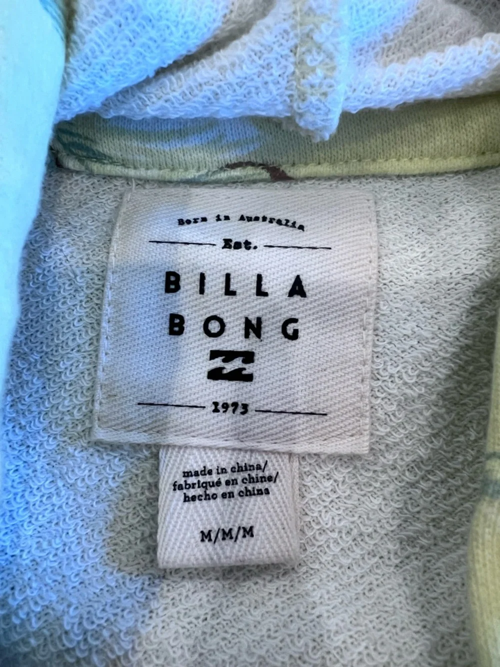 Billabong Yellow Floral Leaf Feather Hawaiian Cropped Hoodie Sweatshirt Medium